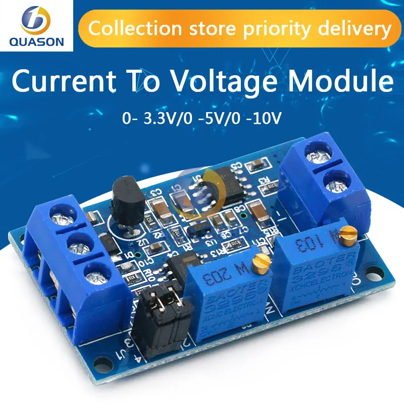 Current To Voltage Module 0 -20mA/4 -20mA to 0- 3.3V/0 -5V/0 -10V Voltage Transmitter Signal Converter Module