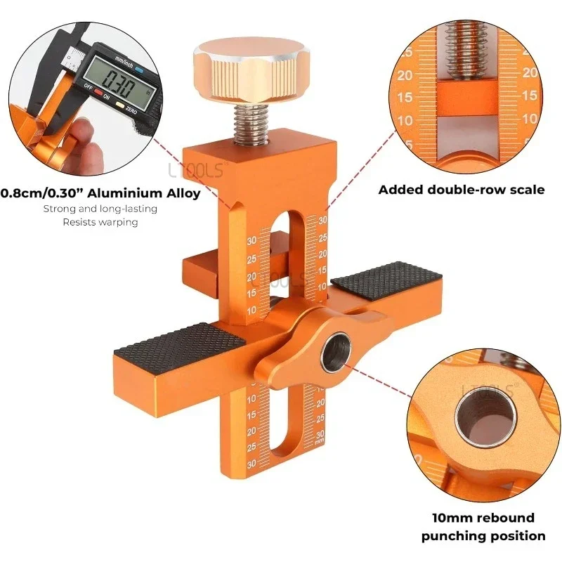 New Cabinet Door Installation Positioner with 6/8/10mm Rebounder Punched Mounting Jig for Wardrobe And Cabinet Door Panel Ins