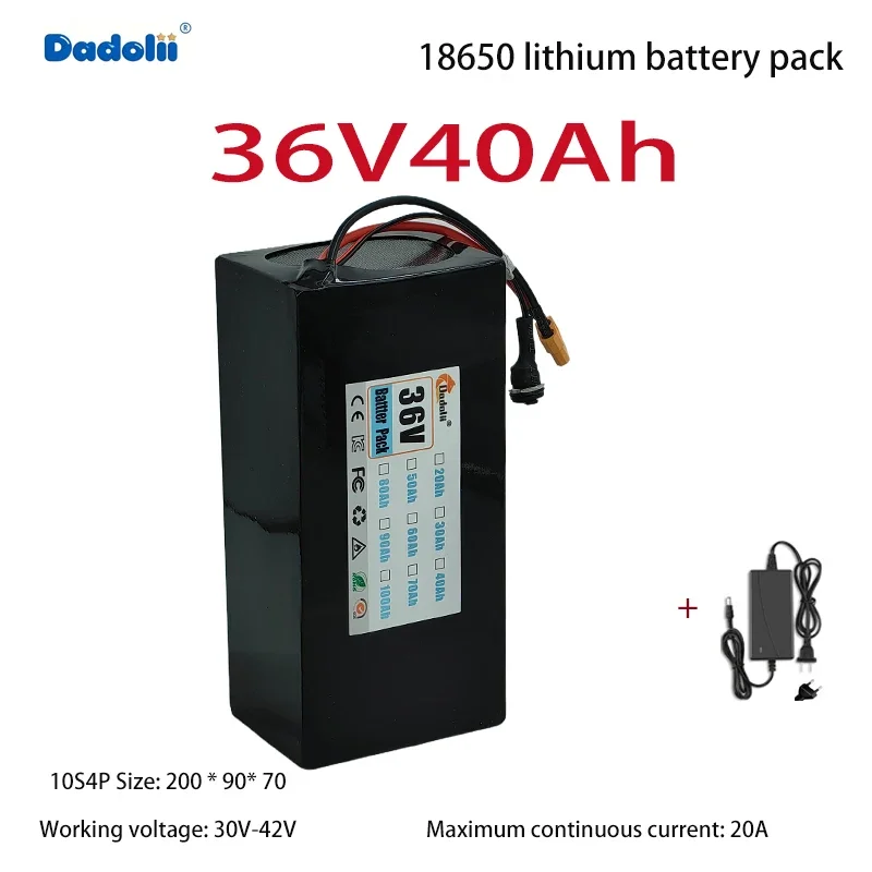 10S4P 36V40Ah حزمة بطارية ليثيوم ذات سعة كبيرة، خلايا بطارية جديدة مع عمر طويل وأداء مستقر #1
