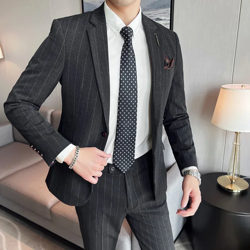 S-7XL Blazer Vest Pants High-end Brand Plaid Retro Business Suit Groom Wedding Party Slim Suit Fashion British Style Performance