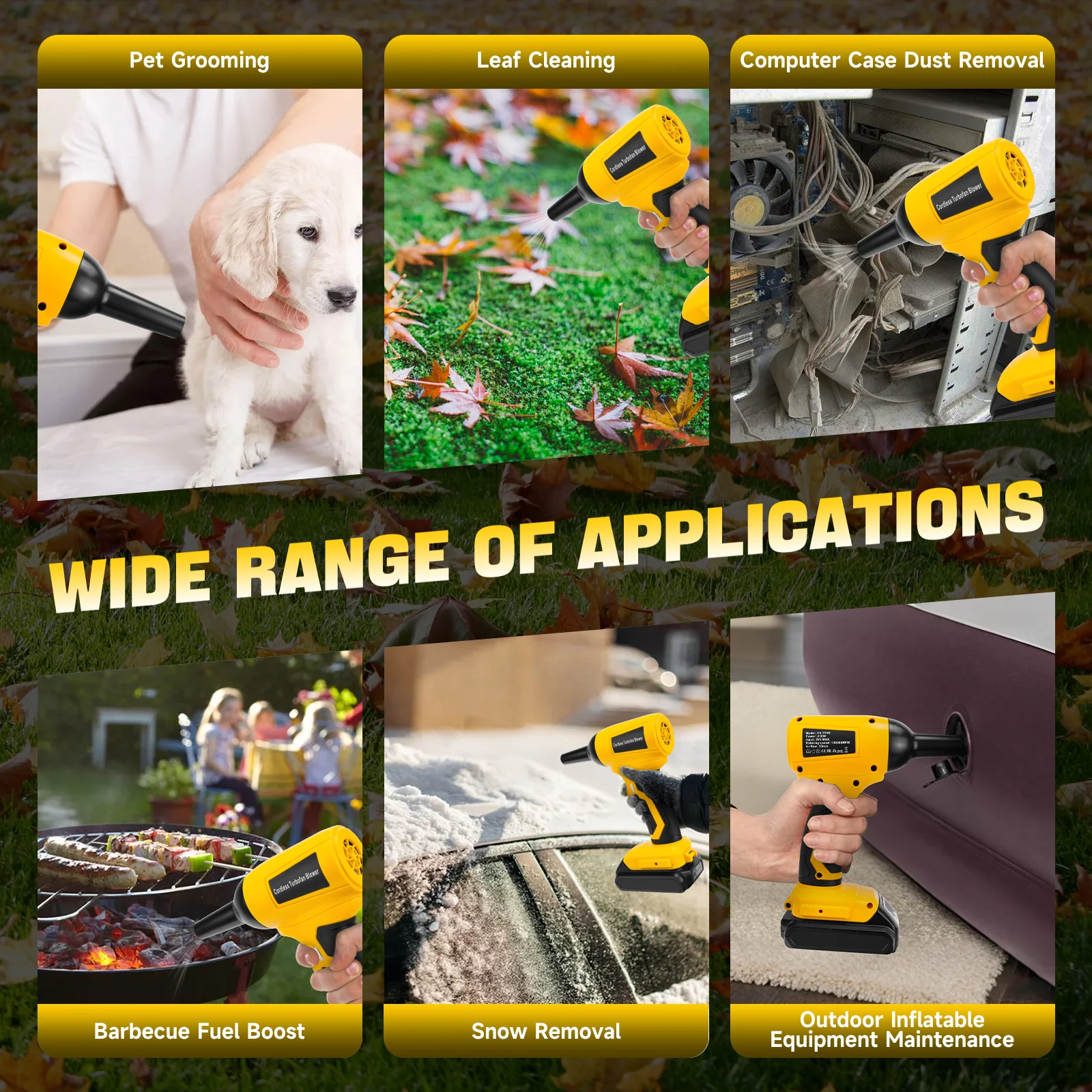 منفاخ هواء كهربائي لاسلكي بمروحة توربو نفاثة بدون فرش 130000 أداة نفخ الغبار بسرعة ستبليس RPM لبطارية ديوالت 20 فولت