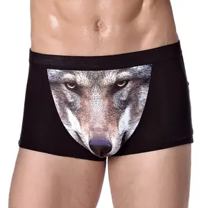 Atmungsfreie Modal -Stoff -Boxer -Shorts von Männern, nur 3D -gedruckter Wolf, Adlerkopf, flache Hosen, mittlere Taille 8 Hauptverkaufsmodalhips - №4
