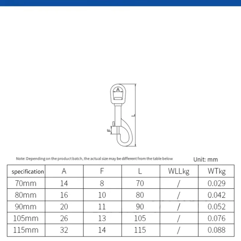 1PCS 304 Stainless Steel Clasp For Dog Key Chain Marine Diving Single Clasp Marine Components Equipment With Swivel