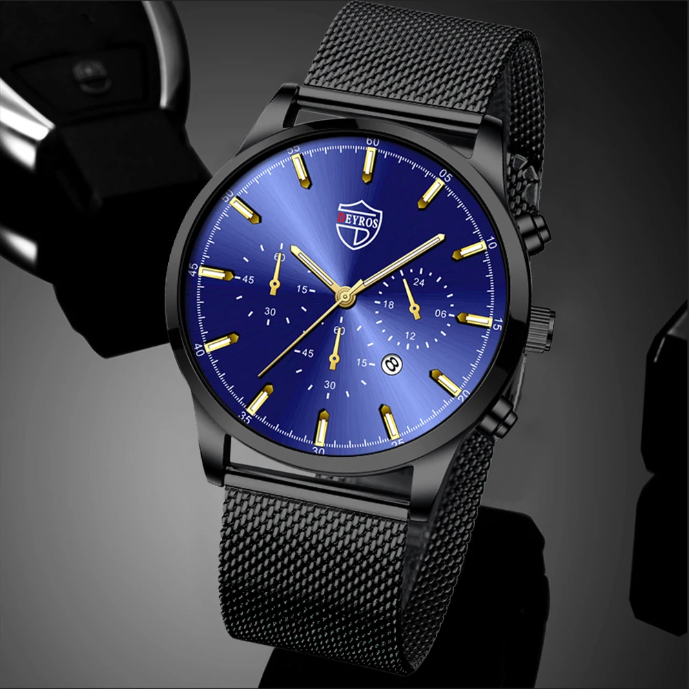 

Fashion Luxury Stainless Steel Mesh Belt Quartz Men's Watches 2023 Male Sports Calendar Luminous Leather Clock relogio masculino