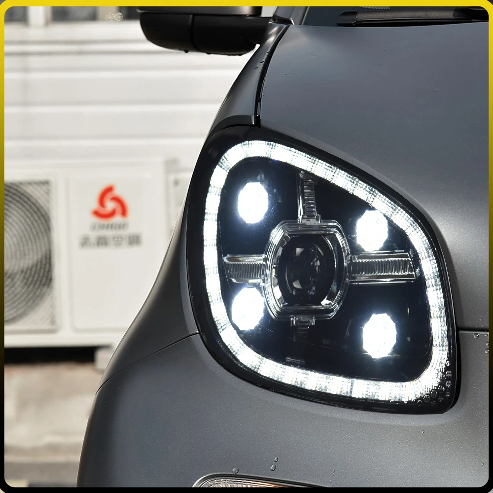 For Smart 2015-2019 LED Upgrade Diamond Crystal Lights Headlights Assembly Projector Lens Car Tool Accessories Plug and Play