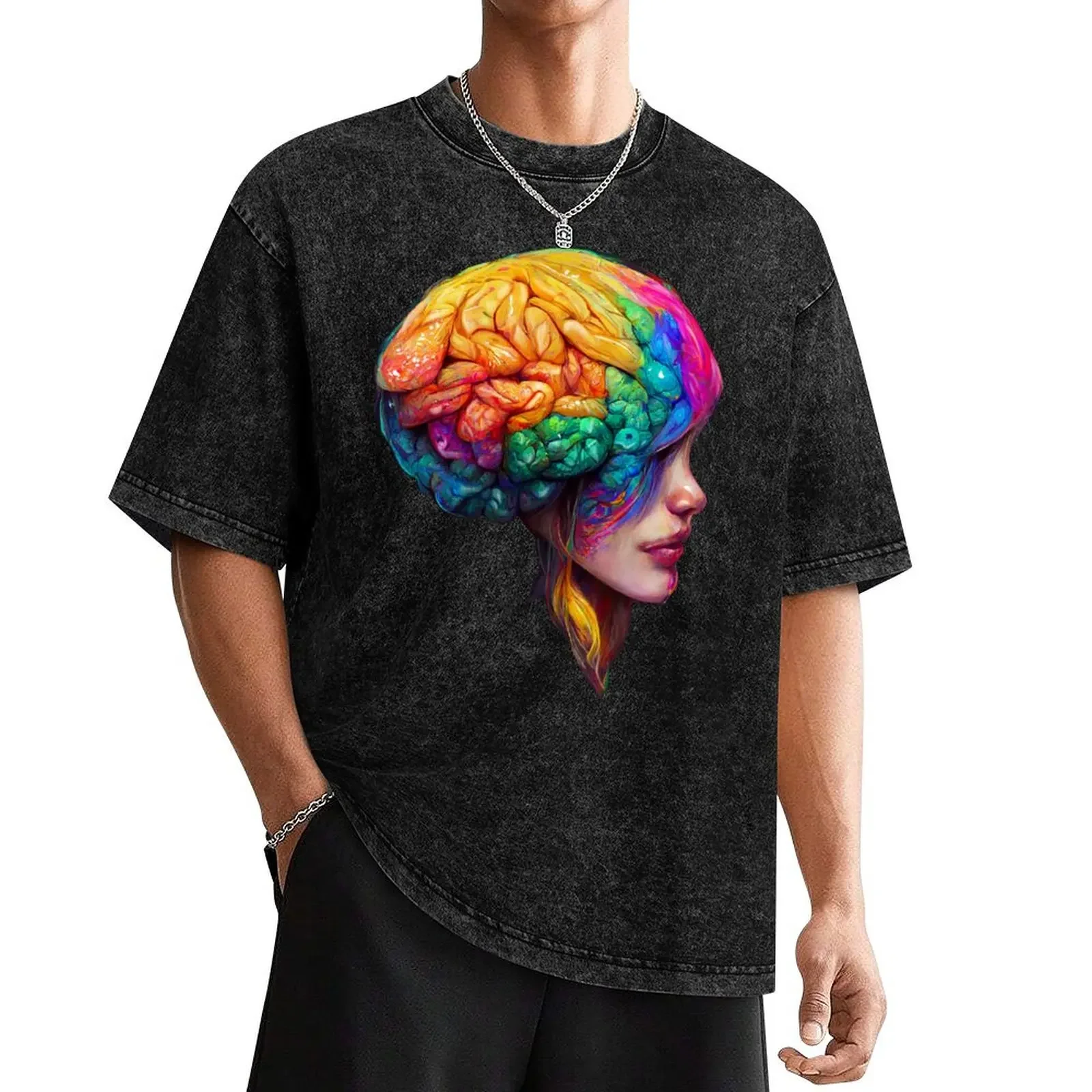 

Creative Colourful Human Brain T-Shirt oversizeds plus size tops blacks shirts graphic tee cotton t shirt men