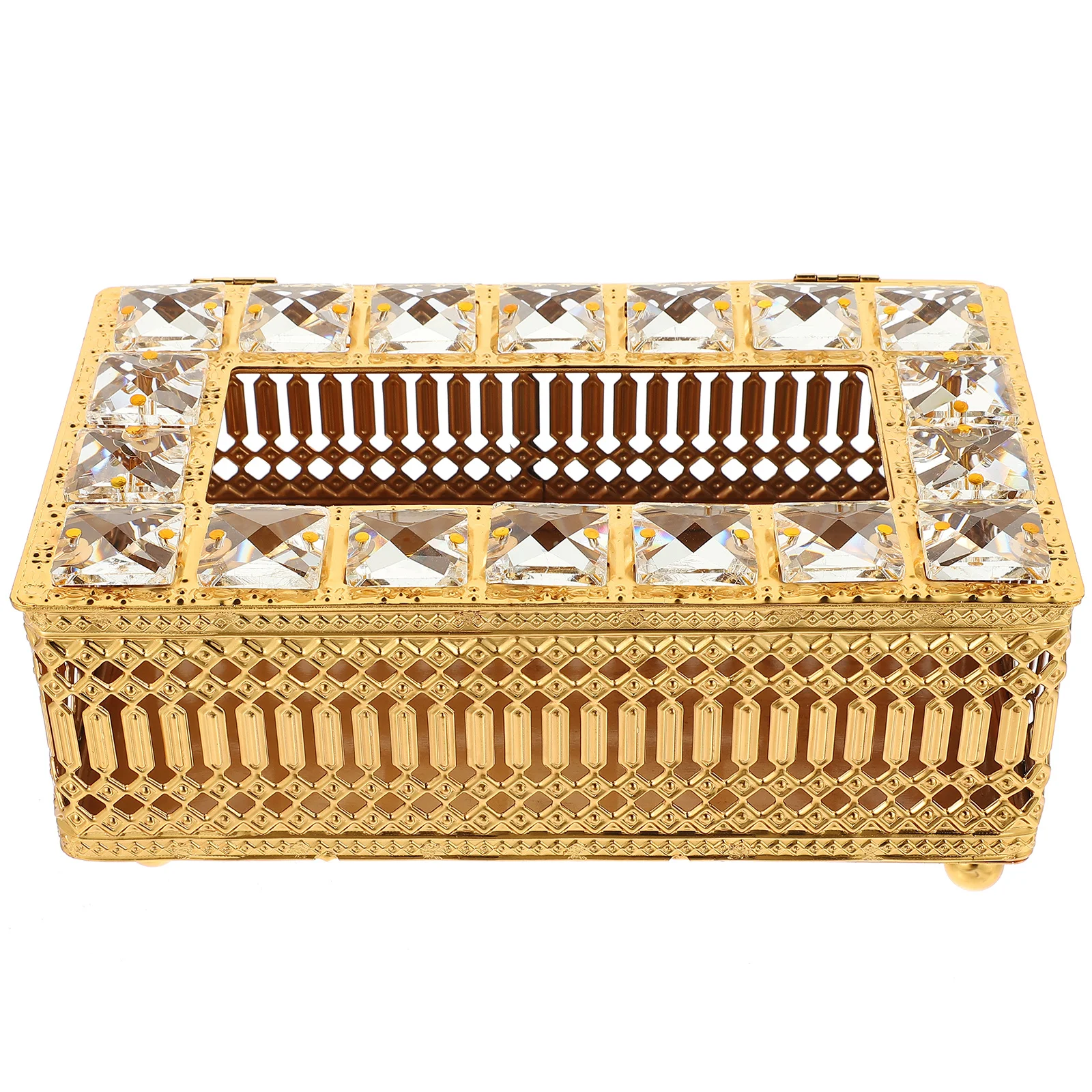 

Gold Tissue Box Cover Premium Alloy European Style Decorative Rectangular Tissue Holder Napkin Dispenser for Home Office Car