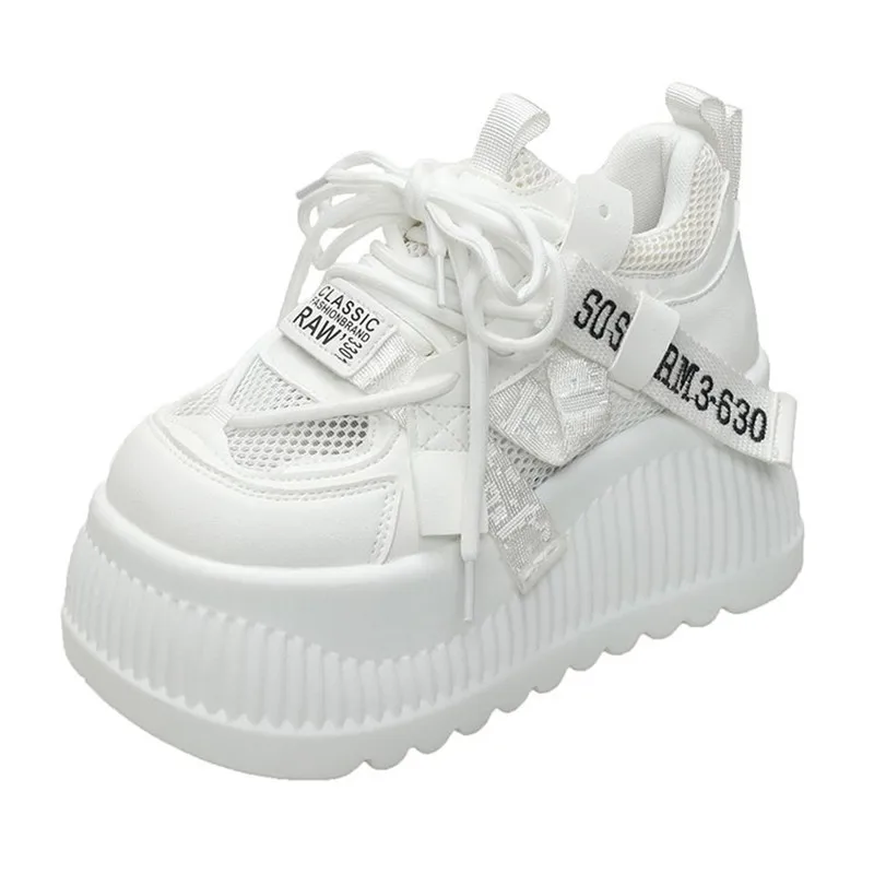 

8.5CM New Synthetic Microfiber Leather Women Platform Wedge Ladies Chunky Sneakers 2026 High Brand Fashion Vulcanize Pumps Shoes