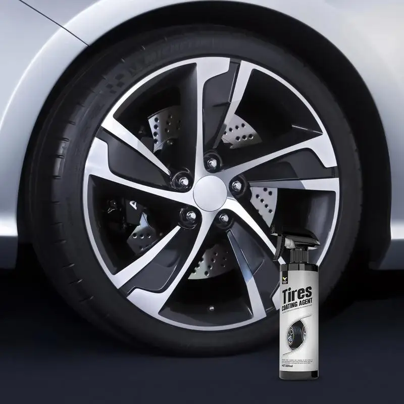 

Car Tire Cleaner Multipurpose Coating Spray For Car 500ml Long-Lasting Wheel Shine With Sponge Tire Stain Remover For Prevent