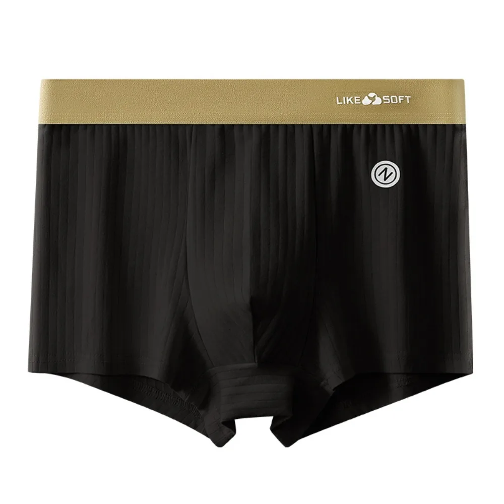 High Quality Soft Men's Boxer Briefs Breathable Elastic Waistband Striped Shorts Underwear Comfort Mid Waist Stretch Trunk