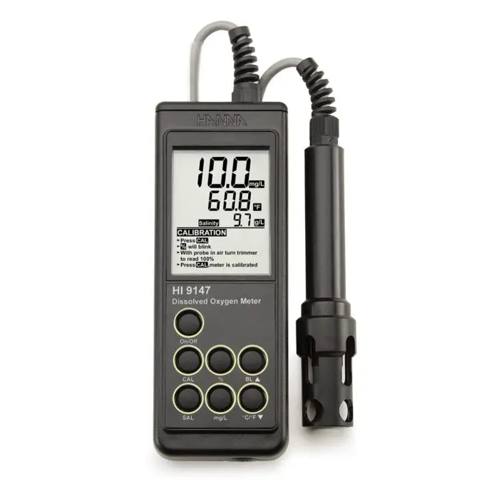 HI9146 เครื่องวัดออกซิเจนละลายน้ําแบบพกพา ปลอกกันน้ําที่ทนทาน hanna ph meter