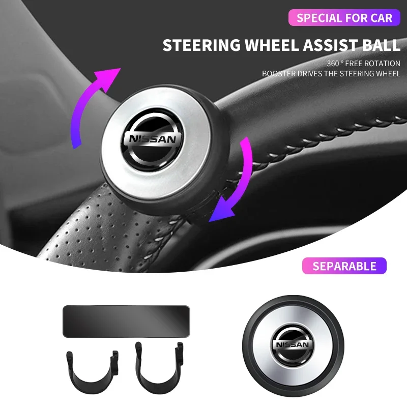 Steering Wheel Booster Ball Knob 360 Car Steering Power Handle For Nissan Nismo Tiida Teana Skyline Juke X-trail Almera Qashqai