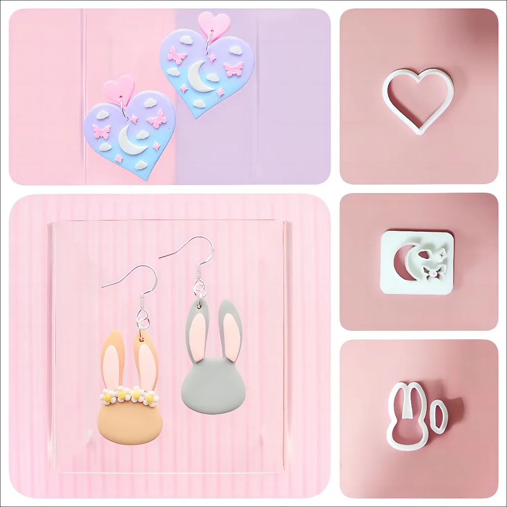 

Love Heart Rabbit Mini Flower Moon Butterfly Shaped Polymer Clay Cutters Clay Cutting Molds For DIY Earrings Jewelry Decoration