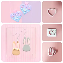 Love Heart Rabbit Mini Flower Moon Butterfly Shaped Polymer Clay Cutters Clay Cutting Molds For DIY Earrings Jewelry Decoration