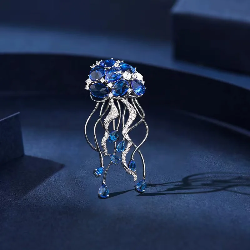 

Dream Sea blue Jellyfish Brooch Upscale suit Knitwear Accessories Temperament Corsage anti-slip jellyfish brooch