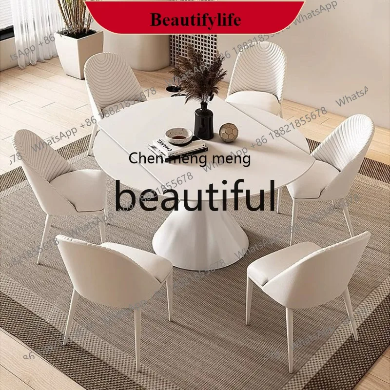 

G153 Light luxury bright rock slab dining table and chair combination modern simple Italian household small apartment with turnt
