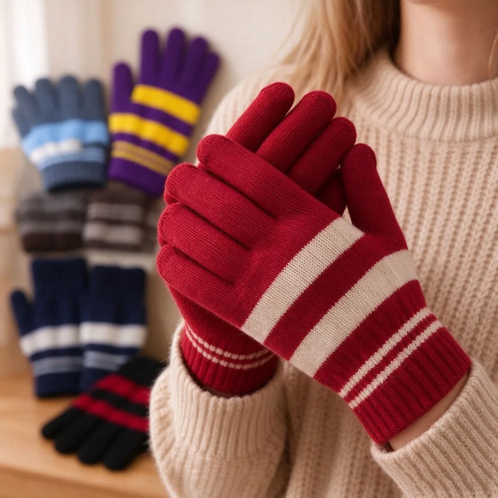Pineapple Pattern Winter Gloves Touch Screen Thick Fleece Warm Couple Gloves for Men Cycling Outdoor
