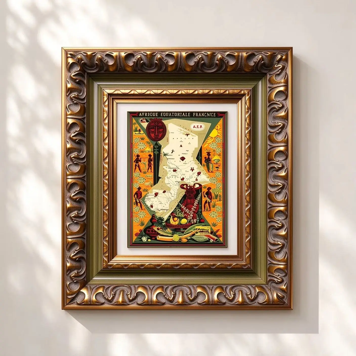 Vintage Sage Green Gold Leaf Photo Frame Hand-Carved Baroque Solid Wood Picture Frame Distressed Ornate Wall Art for Paintings