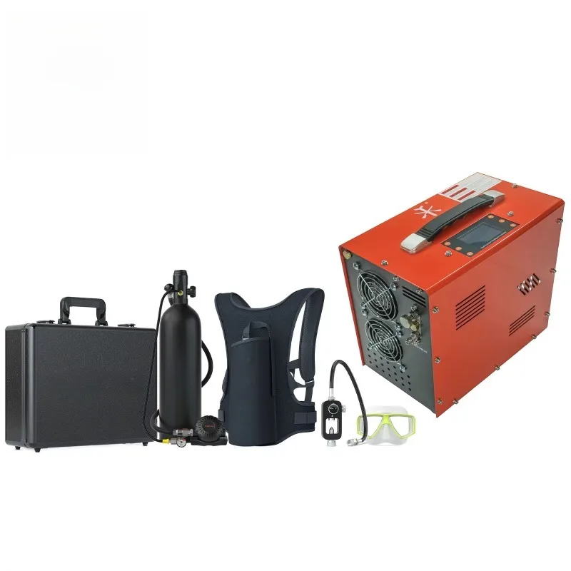TUDIVING CE Hot Sale 2 Liter 25-30Min 12V LCD Hpa Air Compressor Underwater Snorkeling Swimming Air Tank Scuba Diving Equipment