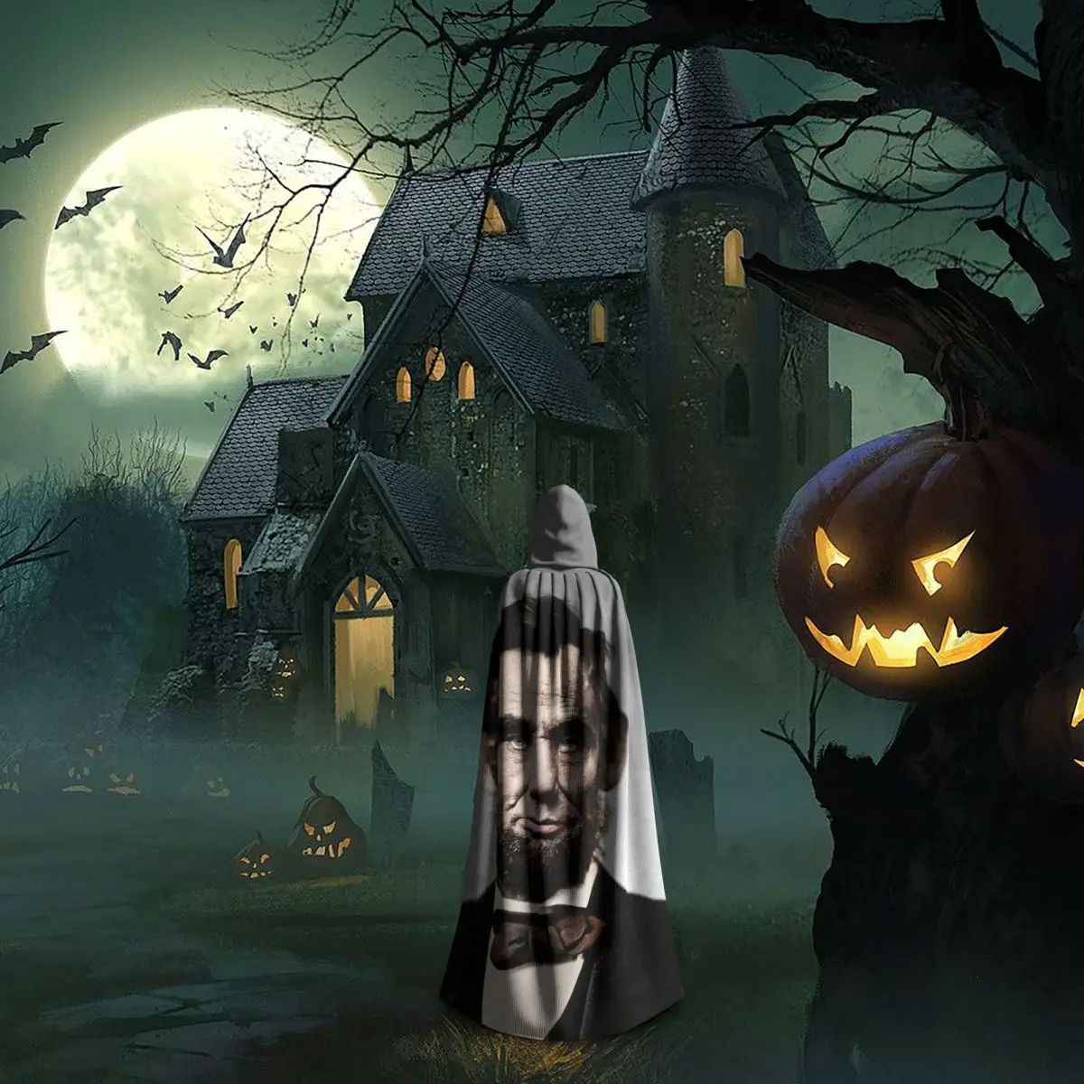 Президент Авраам Линкольн длинный плащ с капюшоном ведьма средневековый костюм косплей накидка Хэллоуин вечеринка для взрослых унисекс