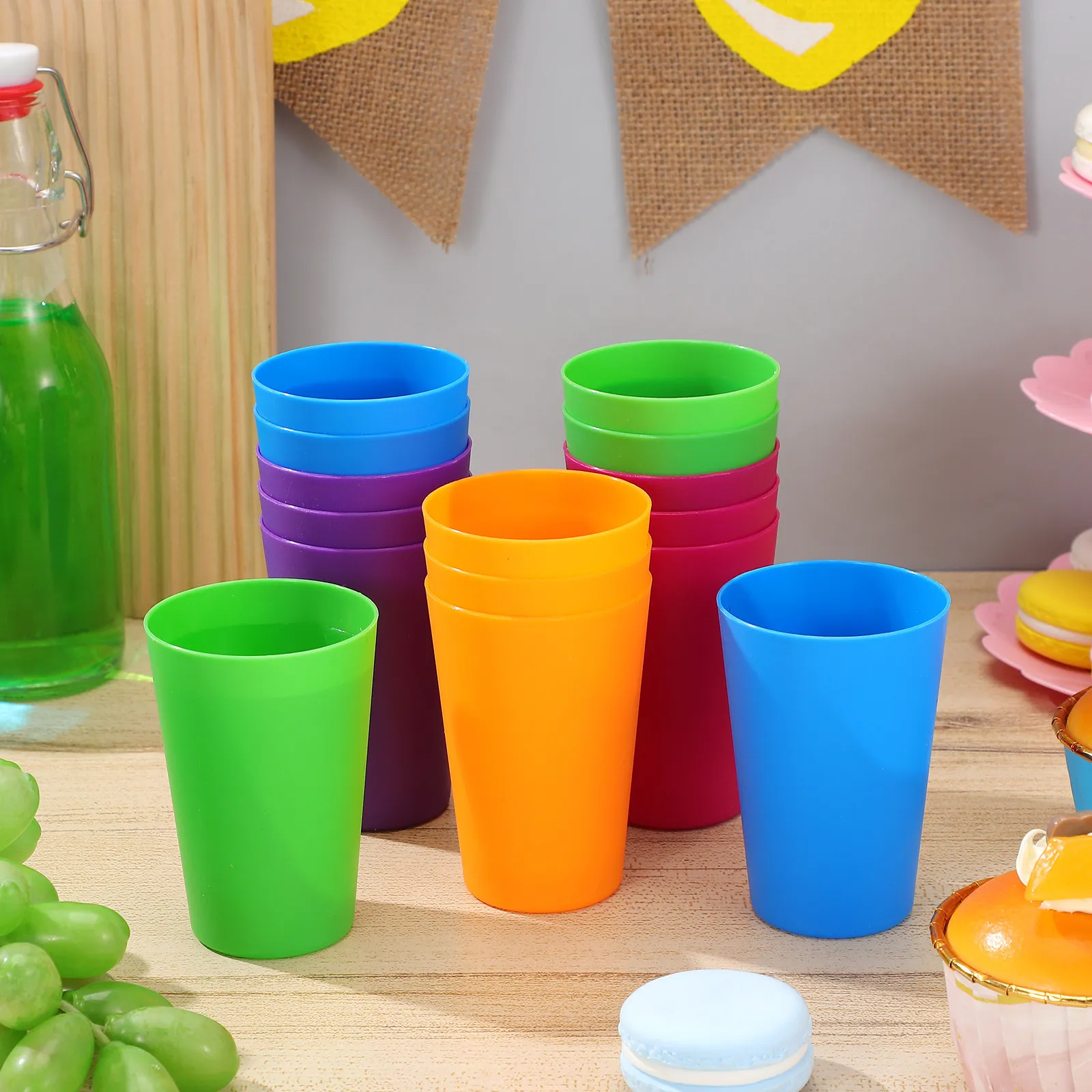 15Pcs Rainbow Plastic Cups Reusable Unbreakable Lightweight Drinking Tumblers for Party Beach Pool Bbq Camping Picnic Birthday