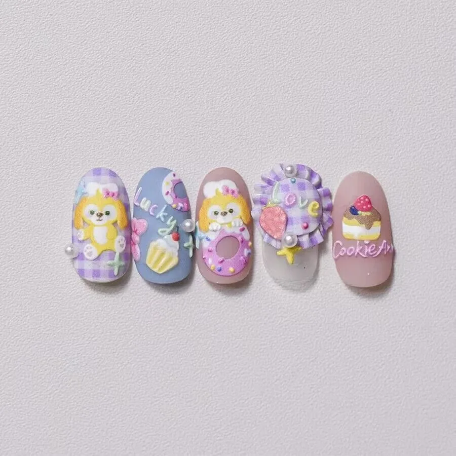 Autocollants pour Ongles à Motif de Dessin Animé Disney, Cookieann Sweetheart, Chiot, Décoration Artistique, à Appliquer Soi-Même, N64.