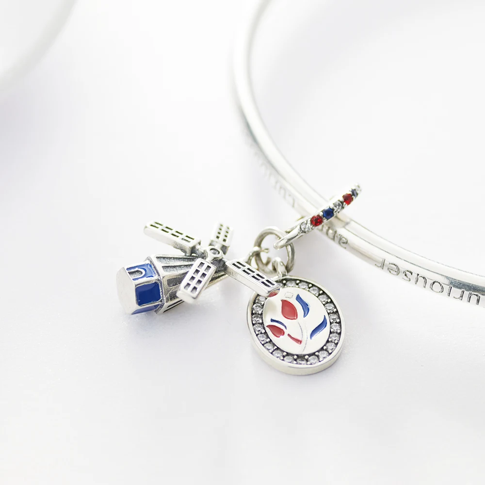 New 925 Sterling Silver Travel & Music Charms Vinyl Record Pendants Fit Original Bracelets DIY Jewelry Making For Women Gifts view 3