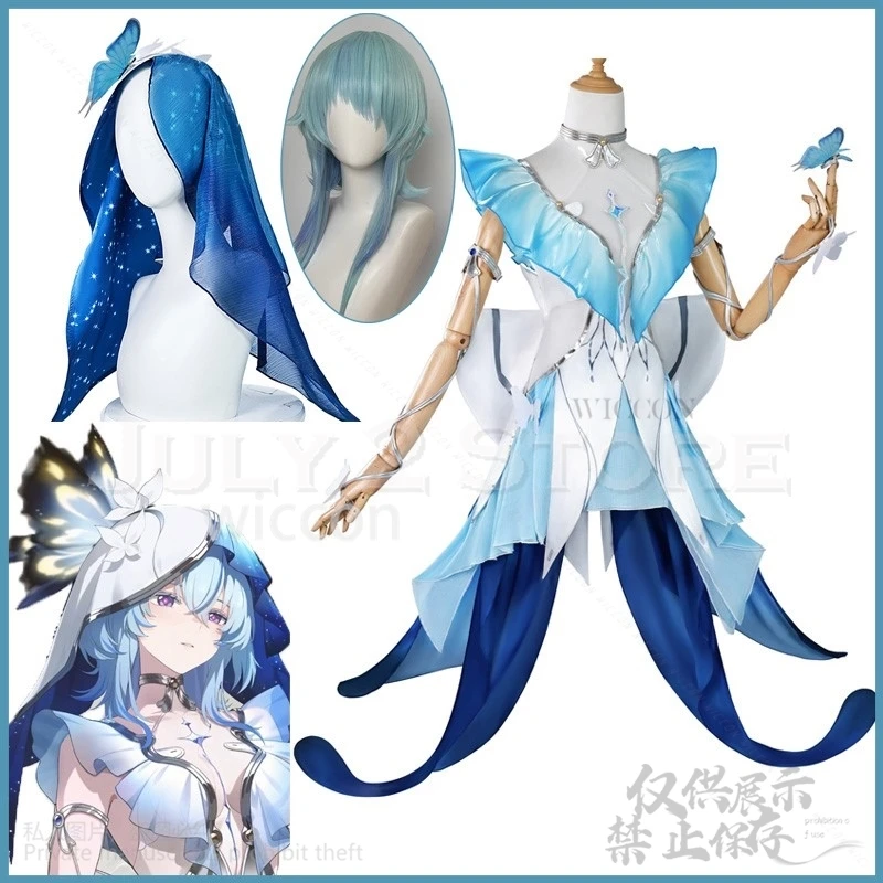 

Anime Game Wuthering Waves Cosplay The Shorekeeper Costume Blue Dress Lovely Sexy Lolita Wig Hallowen Christma Play Role Girl