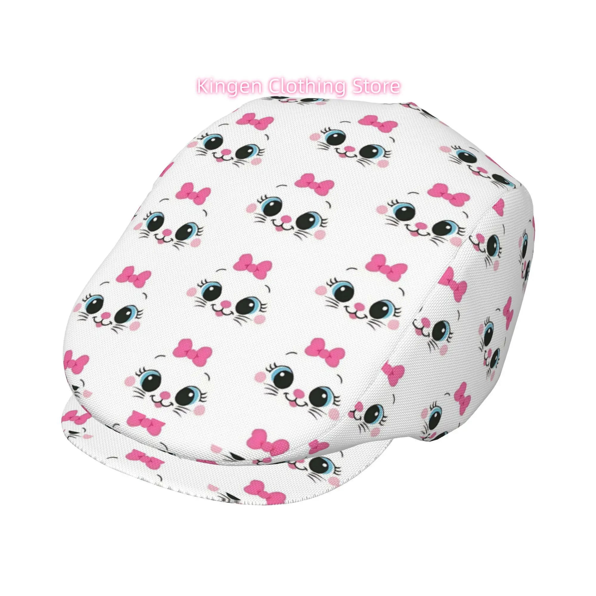 1pc Arc Cat Collection All-Over Printed Beret, Retro Newsboy Cap, Unisex, Essential Fashion Accessory for Outdoor Leisure And Fo