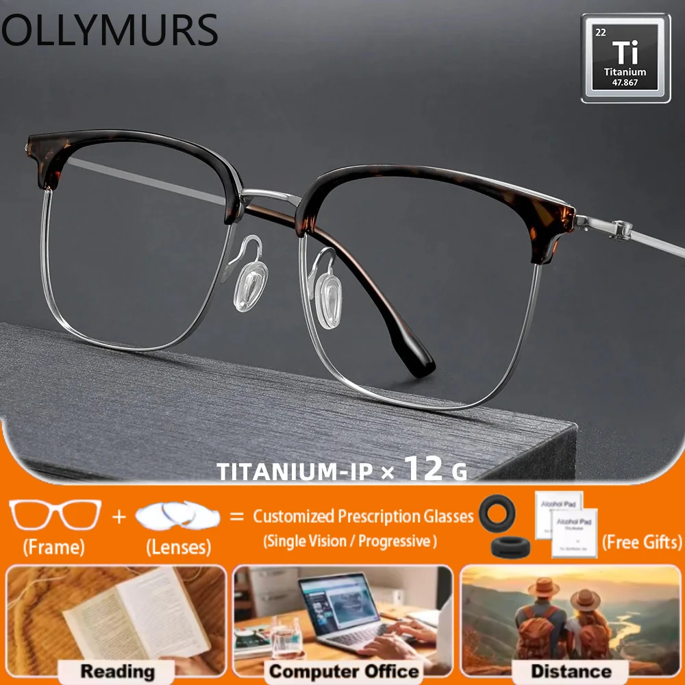 

Очки Ollymurs (L) M: высококачественные деловые ультралегкие очки для чтения с диоптриями, из чистого титана, для коррекции близорукости, оптические, фотохромные