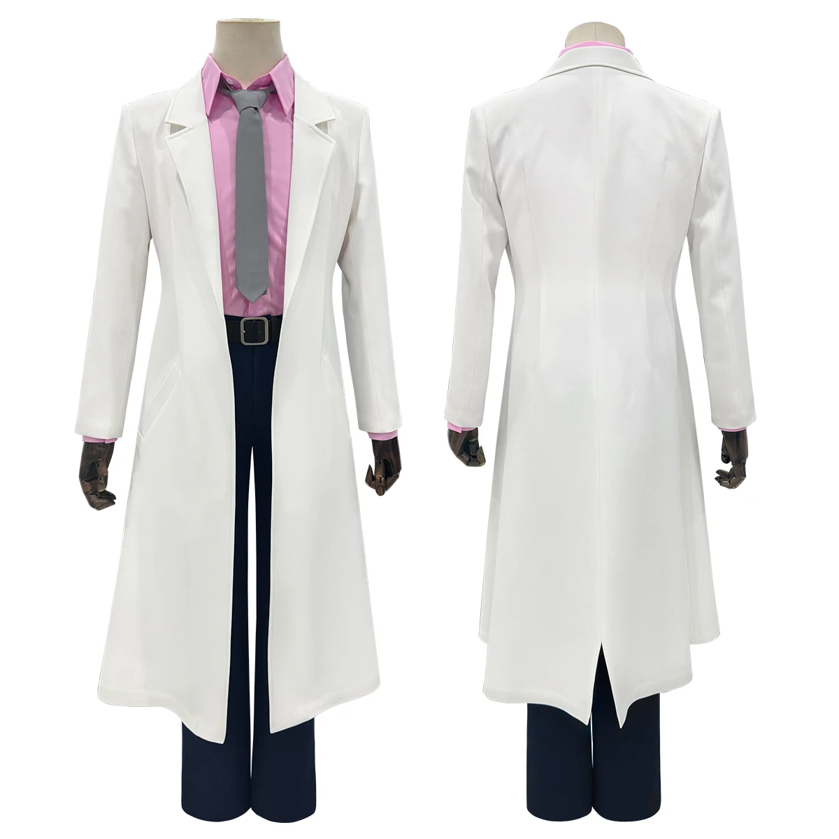 

HOLOUN Gintama Anime Sakata Ginpa Cosplay Costume White Coat Pink Shirt Pants Tie Belt Halloween Christmas Animation Convention