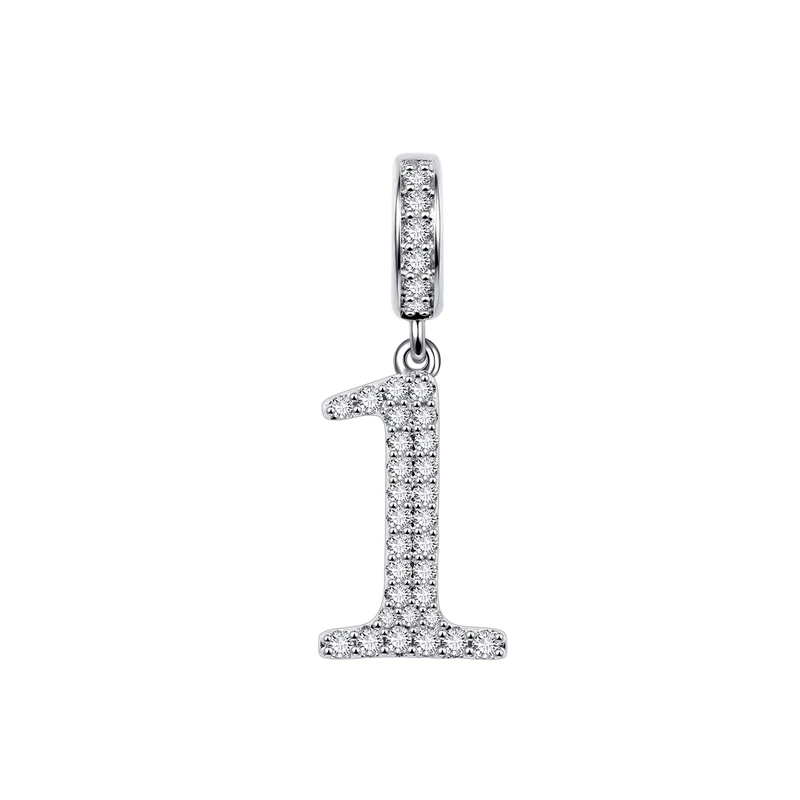 Sparkling Lucky 0-9 Digital & the Zodiac Charm Beads Fit Original 925 Silver Pandora Bracelet DIY Free Combination Women Jewelry