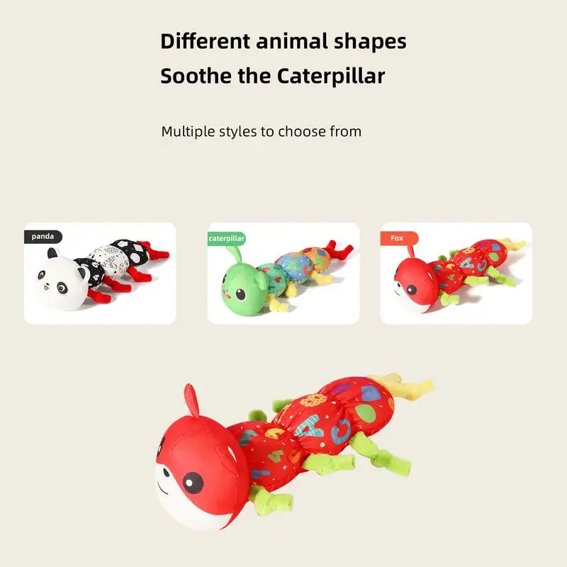 Caterpillar 피젯 장난감 감각 장난감, 소리 나는 종이 봉제, 밝은 색상의 조기 학습 장난감, 멀티 텍스처 딸랑이, 0-3-6-9