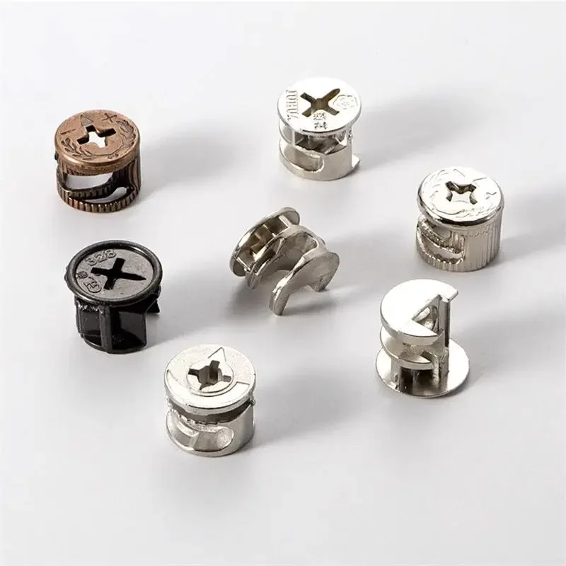 100pcs 3-in-1 Cam Eccentric Wheel Screw Connector Furniture Hardware for Wardrobe Bed Drawer Combination Screw Connector Set