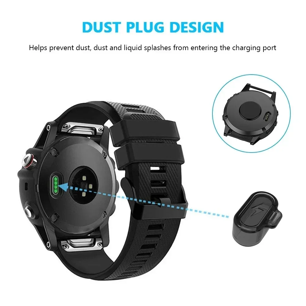 Clear TPU Charging Port Dust Plug Cover, Transparent Dust Cap for Garmin Forerunner 955 945 255 and Fenix 7 7S 7X 6 6S 6X Watche