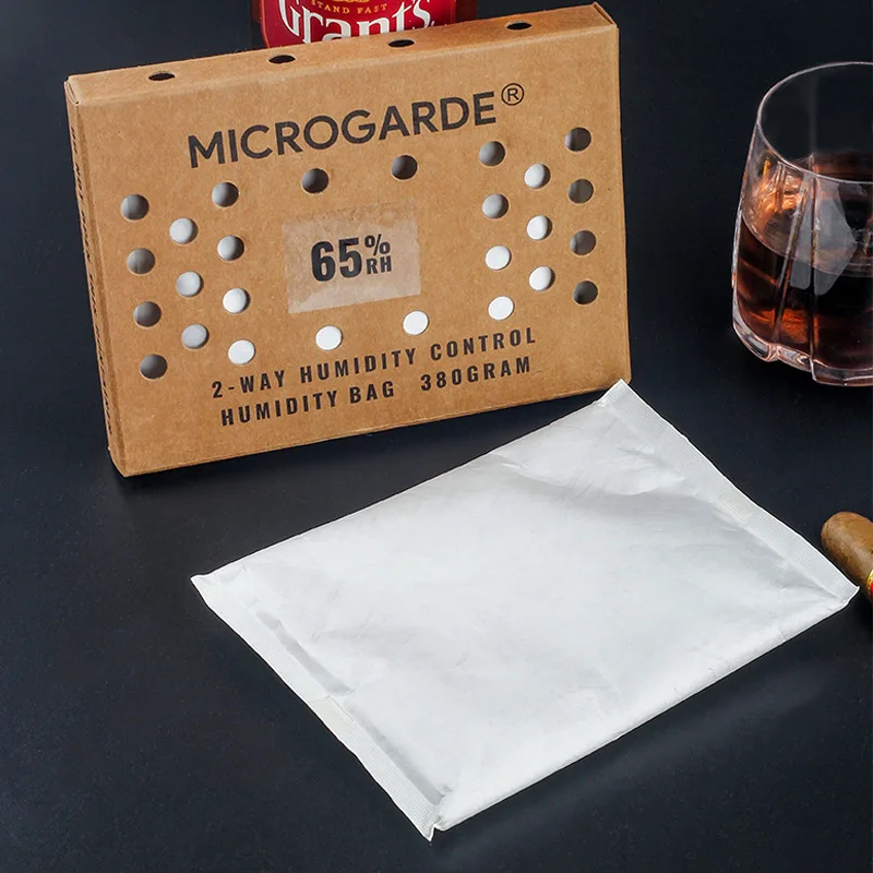 

380 г RH 65% 69% 72% 2-полосный пакет контроля влажности табака для сигар Хьюмидор для хранения сигар Комплект увлажнителя