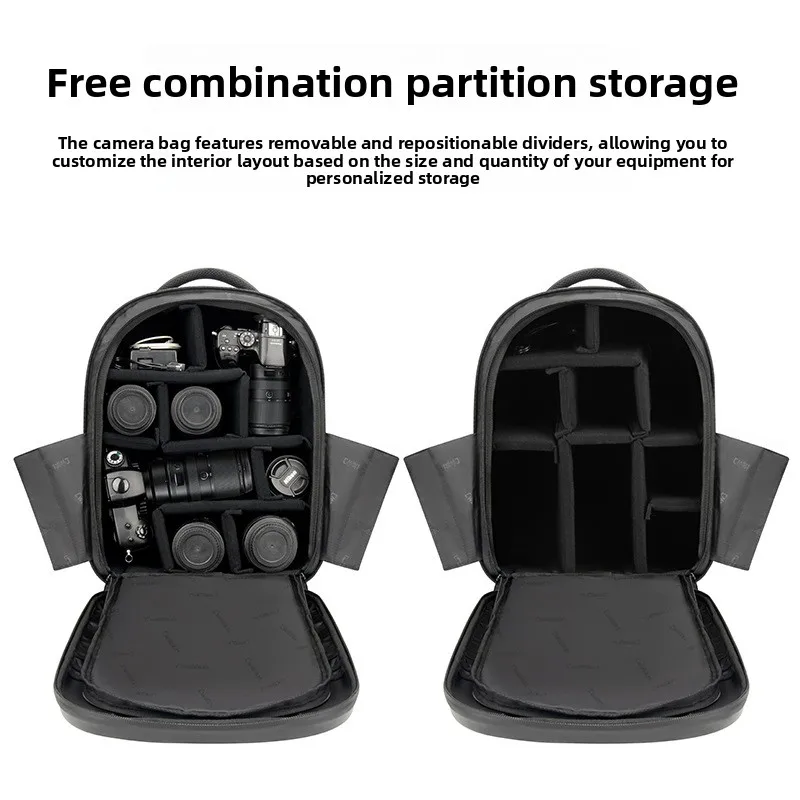 Hard Shell Camera Backpack for DSLR Photography, Water Resistant Outer, Customizable Dividers, USB Port, Accordion Side Panel