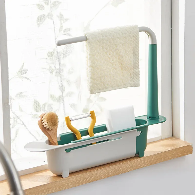 

Kitchen Telescopic Sink Shelf Soap Sponge Holder Sinks Organizer Sink Drain Rack Storage Basket Kitchen Gadgets Accessories Tool