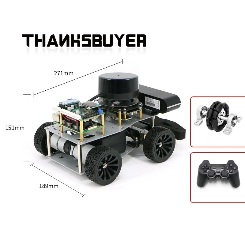 

Робот R550 ROS2 (версия Ackerman/дифференциала 4WD Mecanum Wheel) + Raspberry Pi 5 4 ГБ + лидар N10P 25 м + камера RGB
