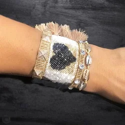 Rice bead bracelet Heart Design Zircon Rivet Originality Hand knitting  Bohemia Fashion Sea shell Simple Beaded bracelet set