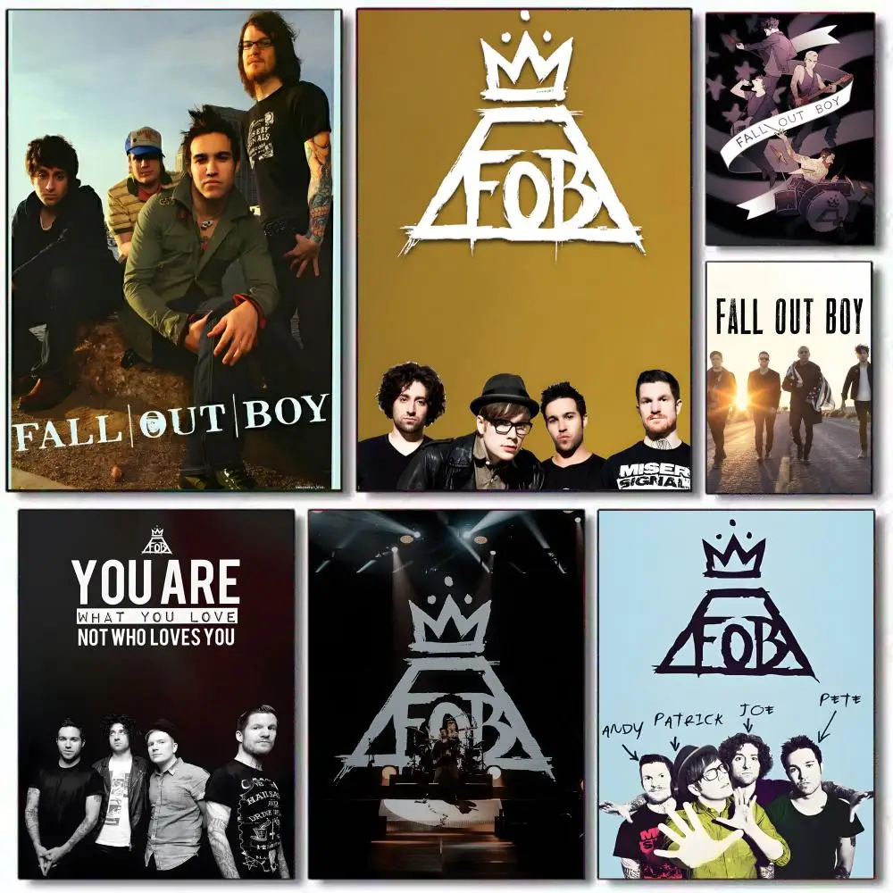 Punk Pop Rock Music F-Fall Out Boy Band Poster Sticky Wall Art Printing Waterproof Home Living Bed Room Aesthetic Decor