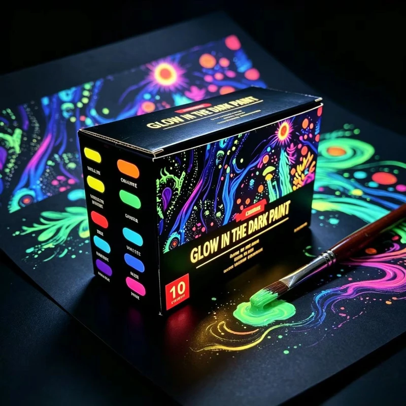 60ml Glow In Dark Acrylic Paint Set Super Bright Long Lasting Fluorescent Pigment DIY Hand Painting Graffiti Art Supplies