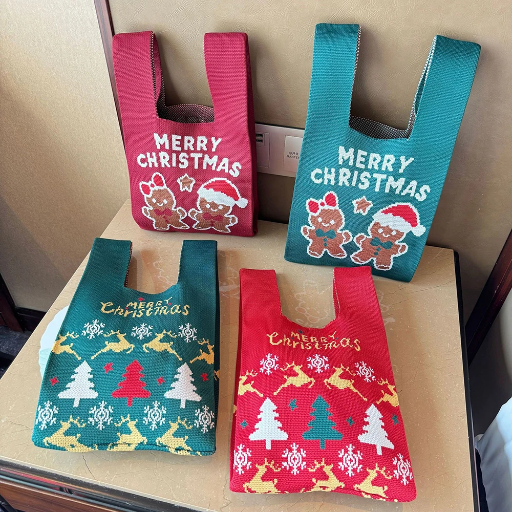 

Christmas Knitted Bag High Quality Gift Bag Large Capacity Handbag Large Capacity Ladies Knitted Bag For Everyday Use Festive