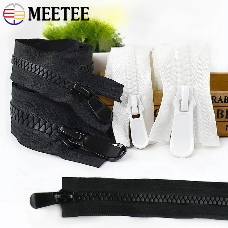 

8# 15# Meetee 70-150cm Resin Open-End Zipper with Single/Double Slider for Clothes Jackets Tent Repair Zips DIY Sewing Accessory