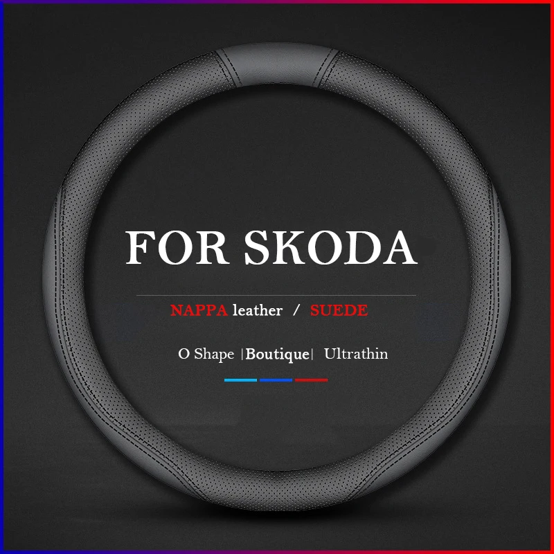 Car Steering Wheel Cover For Skoda Octavia 2 Root RS Rapid Kamiq Superb Fabia Kodiaq O Shape Non Slip Braid on Steering-Wheel