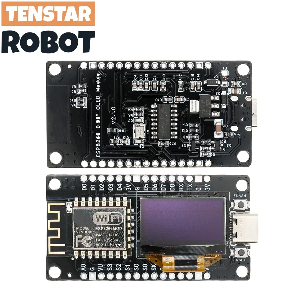 NodeMCU ESP8266 V3 Development Board With 0.96 Inch OLED Display CH340 ESP-12F WiFi Module TYPE-C USB For Arduino/Micropython