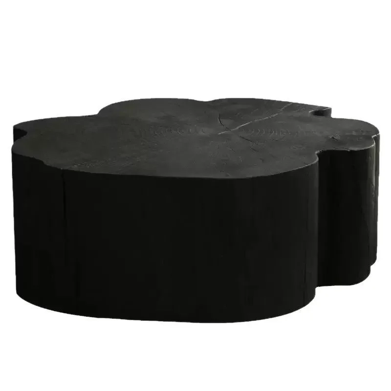 Japanese-style solid wood coffee table small coffee table carbonized black living room bed and breakfast furniture flower shape