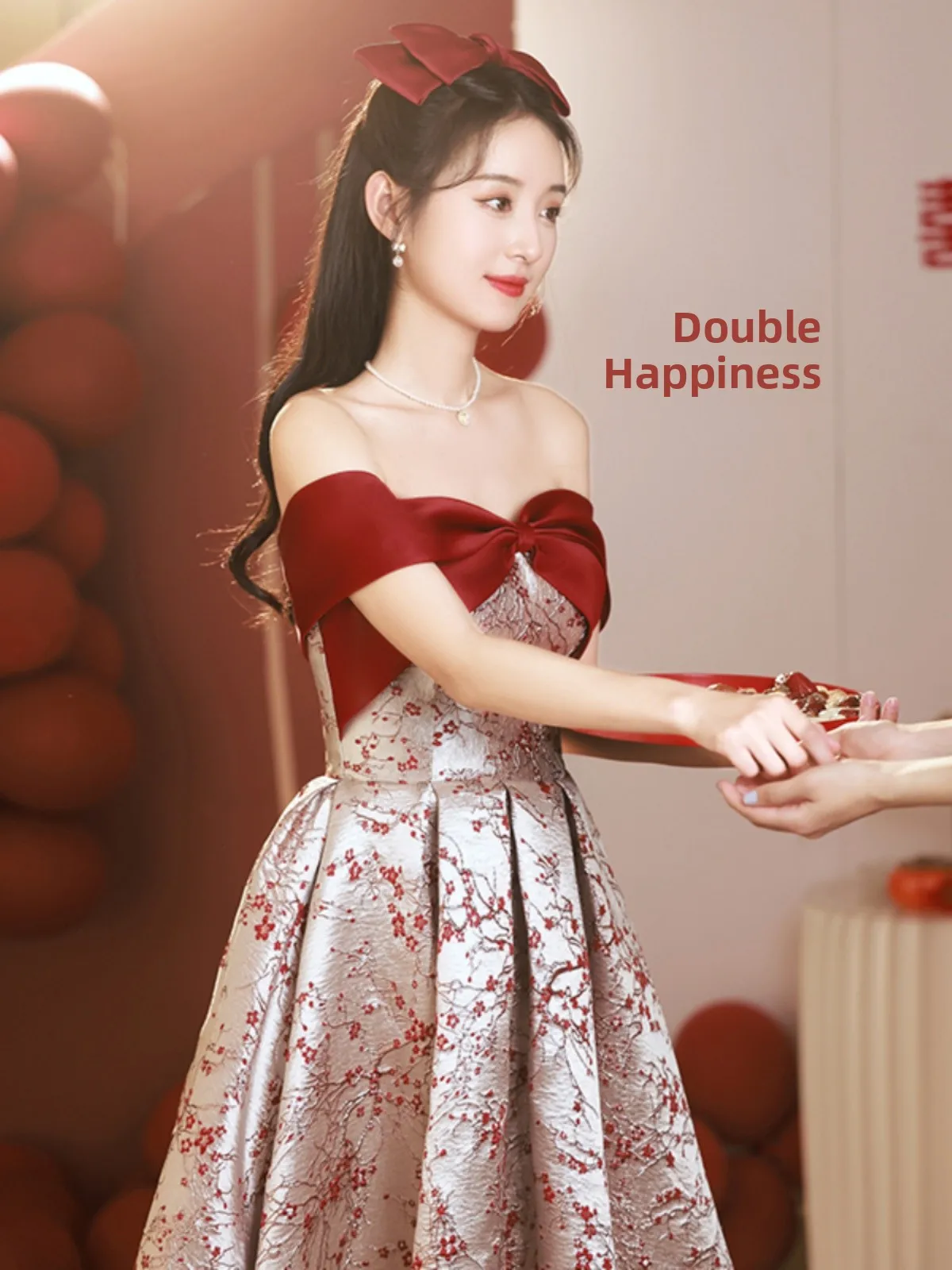 

Ele One-oulder Wedding Dr ort Sve Long Dr Korean Sle Princ Cut for Engagement Par Wedding Celebration