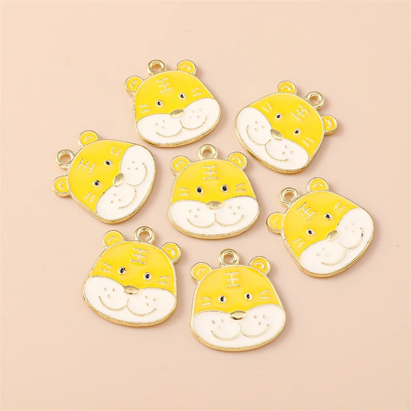 

20pcs 17x19mm Cartoon Animal Charms Enamel Tiger Charms Pendants for Jewelry Making Necklaces Earrings DIY Crafts Accessories