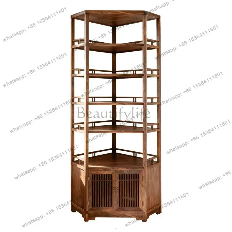 YJ New Chinese North American Black Walnut Bogu Frame Corner Triangle Cabinet Song Style Aesthetic Locker